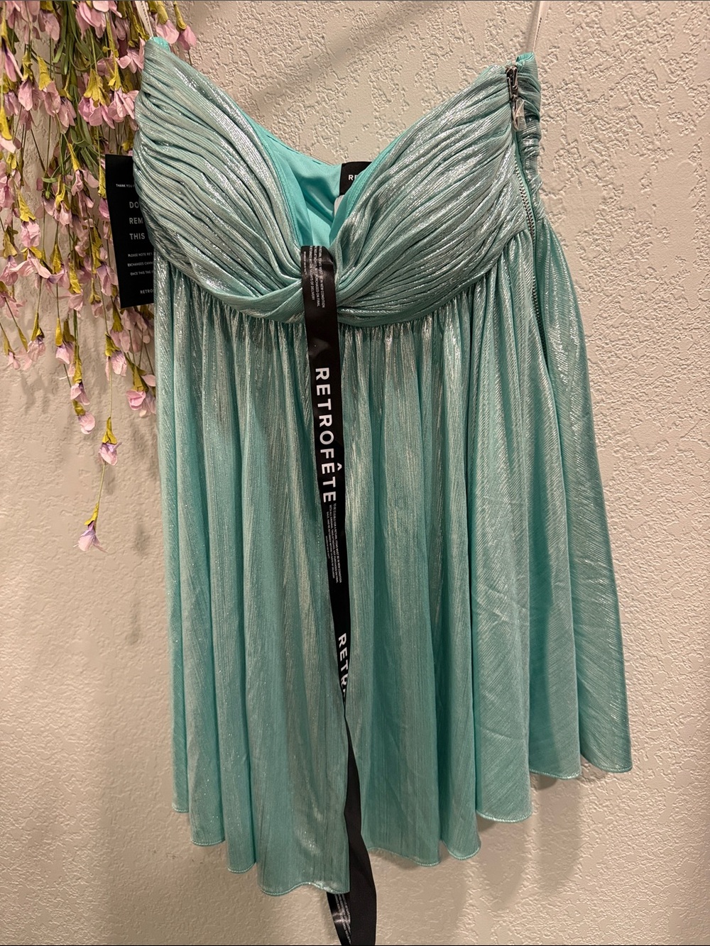 Retrofete Mint Green Shimmer Mini Dress